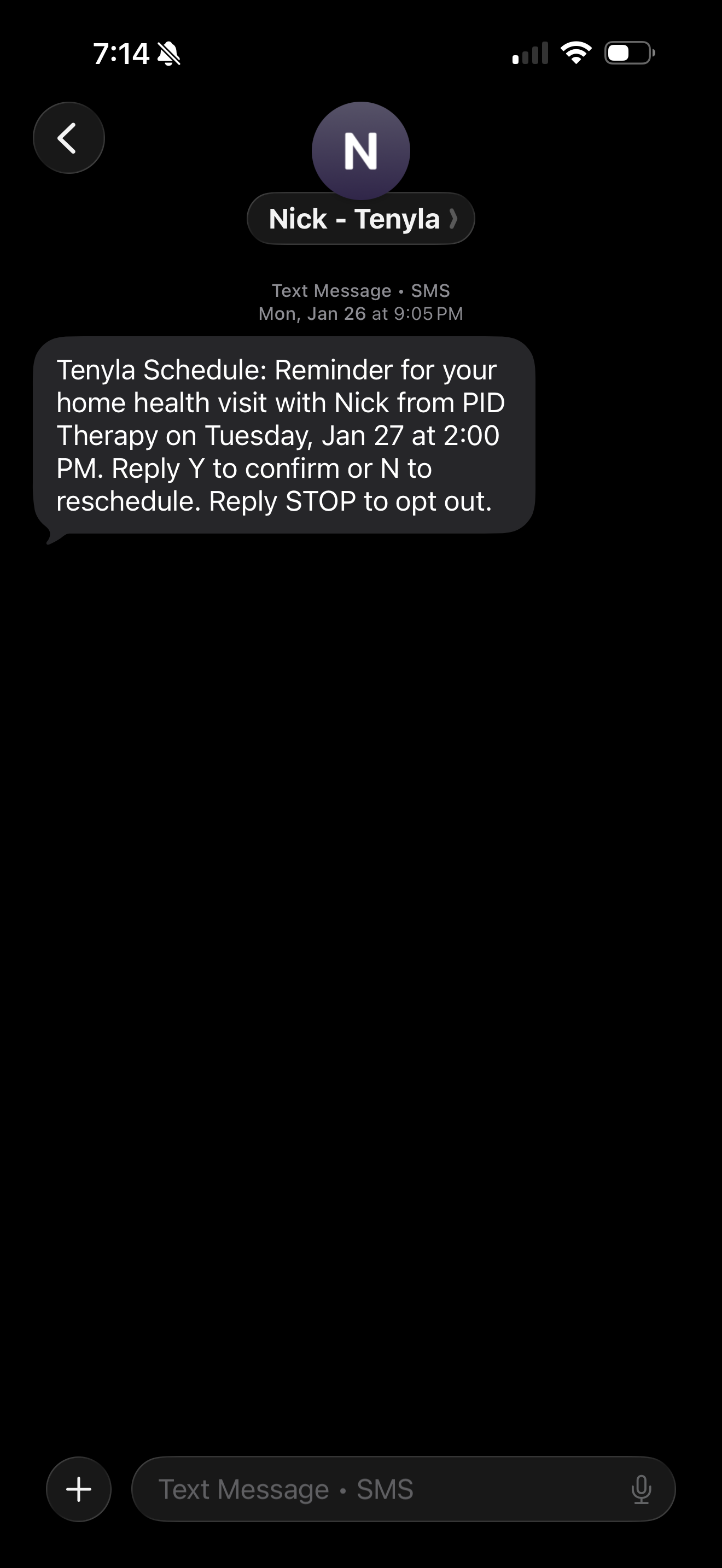 Calendar showing confirmed, pending, and not-confirmed appointments