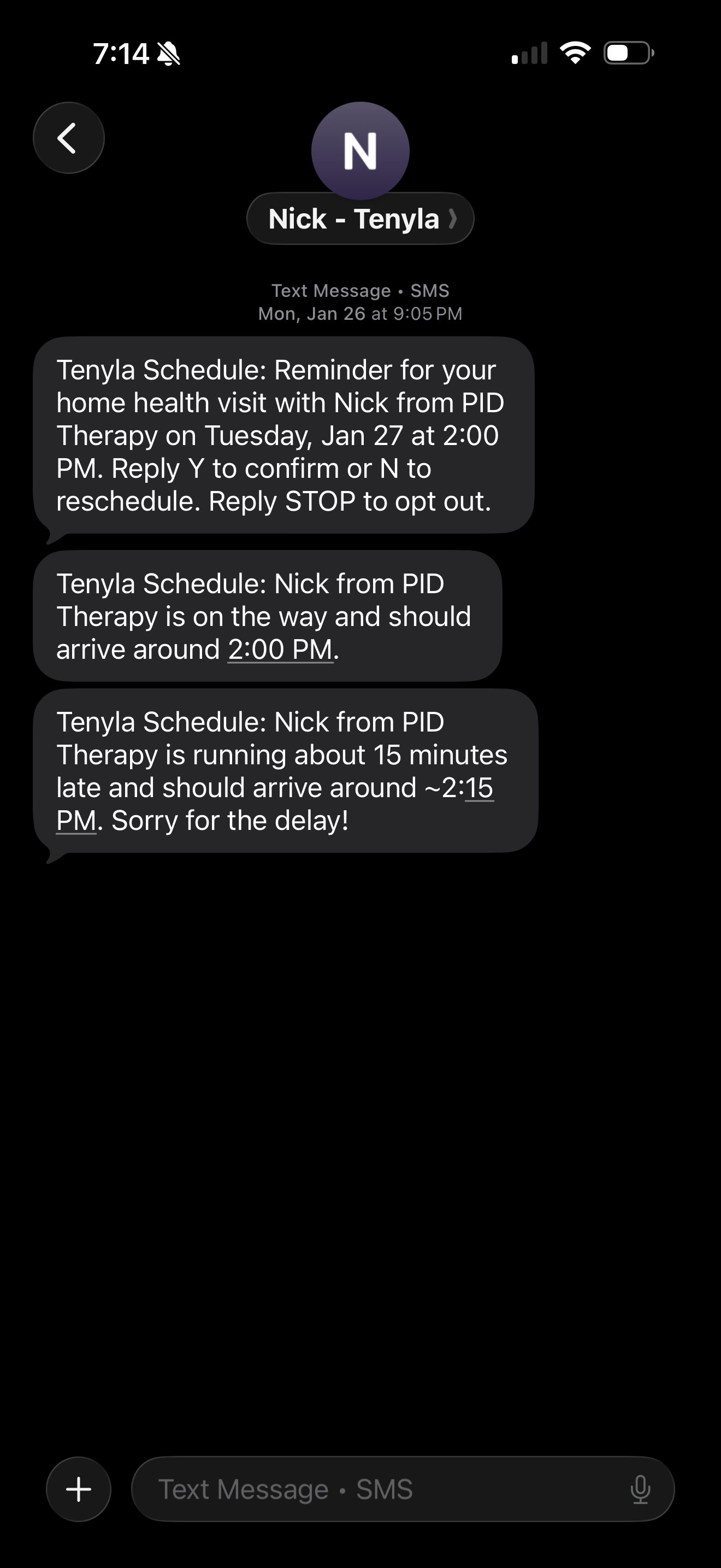 On my way button on today view with automatic send time